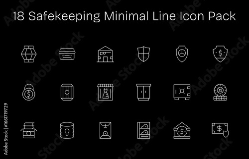 18 Icons for Safekeeping in Minimal Line Format