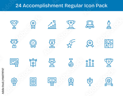 24 Accomplishment Icons in Regular Outline Aesthetic