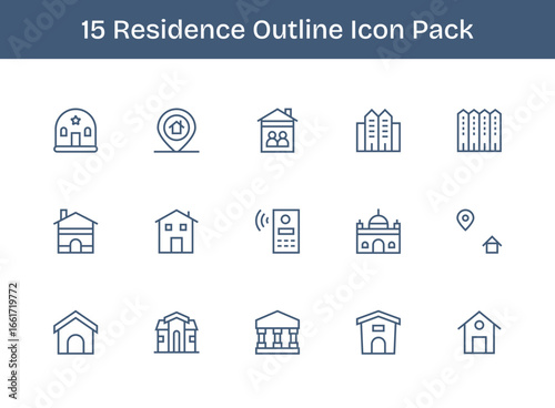 Residence Vector Set - 15 Outline Icons