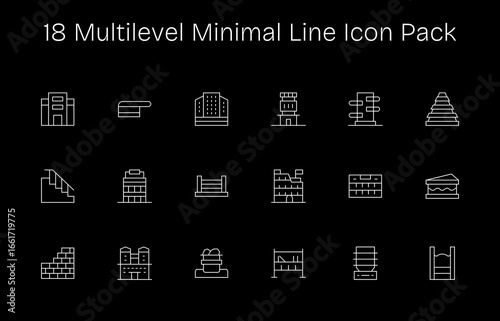 Multilevel Vector Set - 18 Minimal Line Icons