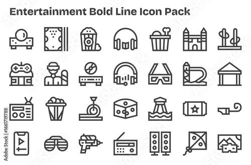 Entertainment Visual Pack - 28 Extra Bold Line Icons