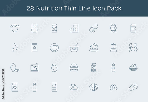 Nutrition Visual Pack - 28 Thin Line Icons