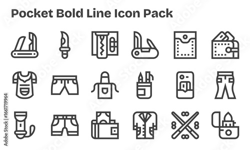 Bold Line Icons - Pocket Set with 18 Vectors