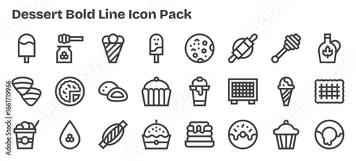 Dessert - 24 Icons in Bold Outline Design
