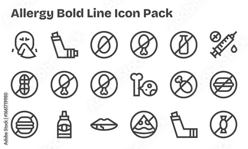18 Bold Line Icons - Allergy Graphics