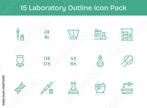 Laboratory Icon Set - 15 Outline Graphics