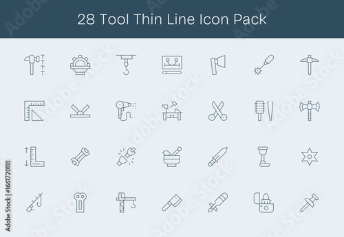 28 Thin Line Style Icons - Tool Collection