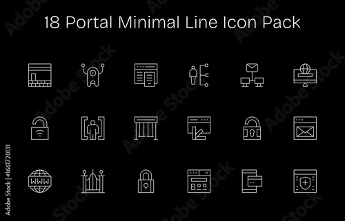 18 Portal Icons in Minimal Line Aesthetic