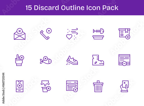 Discard Icon Collection - 15 Outline Designs