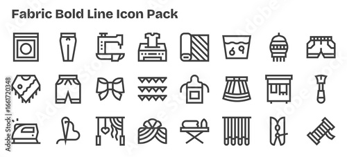Fabric Icon Set - 24 Bold Outline Graphics