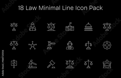 18 Minimal Line Designs - Law Vector Icons