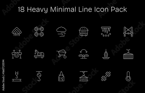 Heavy Vector Set - 18 Minimal Line Icons
