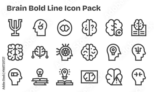 Brain Vector Set - 18 Bold Line Icons