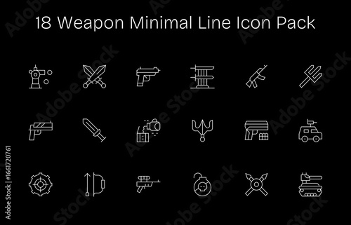 Weapon - 18 Icons in Minimal Line Design