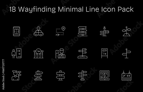 18 Minimal Line Icons - Wayfinding Graphics