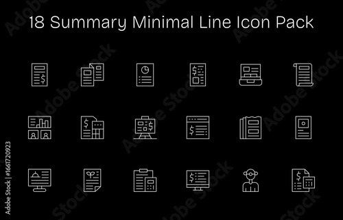 Summary - 18 Icons in Minimal Line Design