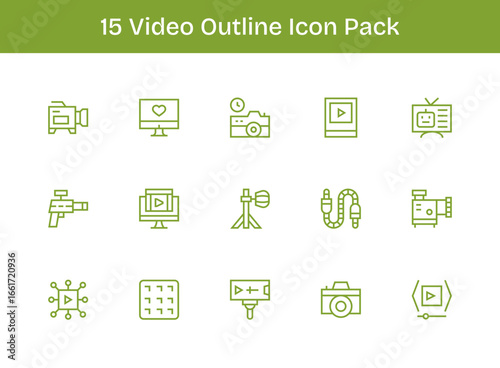 15 Outline Style Icons - Video Collection