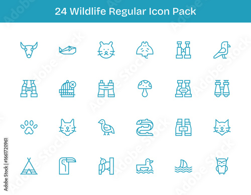 Wildlife Icon Set - 24 Regular Outline Graphics