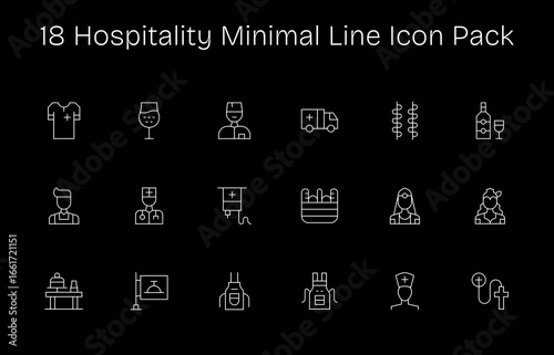18 Minimal Line Designs - Hospitality Vector Icons