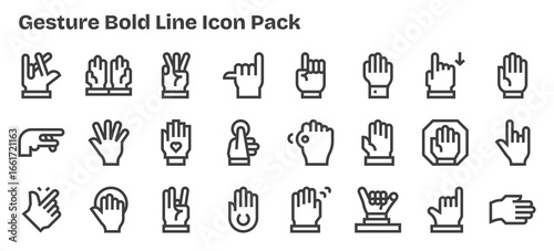 24 Bold Outline Designs - Gesture Vector Icons