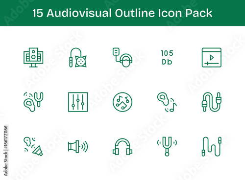 15 Outline Designs - Audiovisual Vector Icons