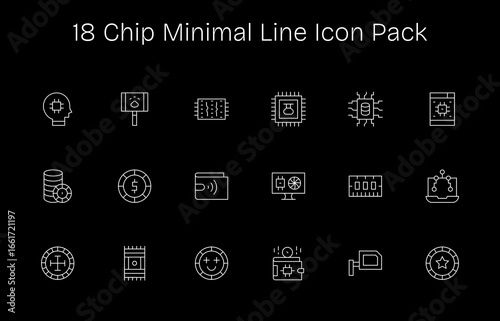 18 Minimal Line Icons - Chip Graphics