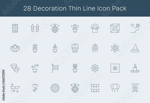28 Decoration Icons in Thin Line Aesthetic
