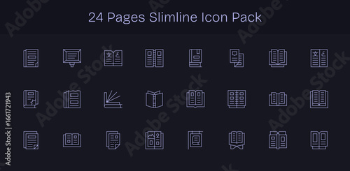 24 Slim Line Style Icons - Pages Collection