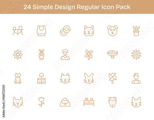 24 Regular Outline Icons - Simple Design Graphics