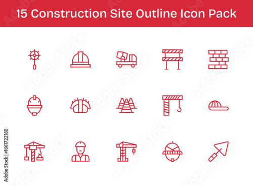 Construction Site Visual Pack - 15 Outline Icons