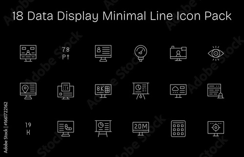 Data Display Design Icons - 18 in Minimal Line Style