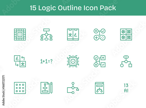 Logic Icon Set - 15 Outline Graphics