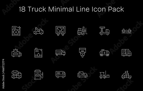 Truck Visual Pack - 18 Minimal Line Icons
