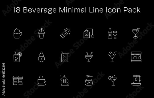 Minimal Line Style Beverage Icons - 18 Vectors