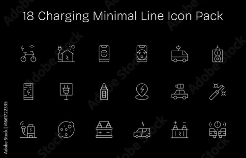18 Minimal Line Style Icons - Charging Collection