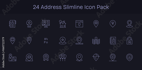 24 Slim Line Icons - Address Graphics