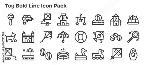 24 Bold Outline Vectors for Toy Theme