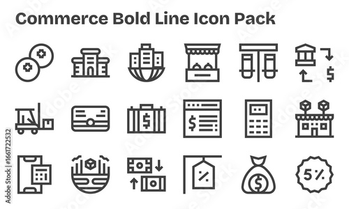 Bold Line Icons - Commerce Set with 18 Vectors