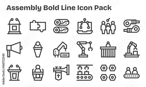 Assembly Vector Set - 18 Bold Line Icons
