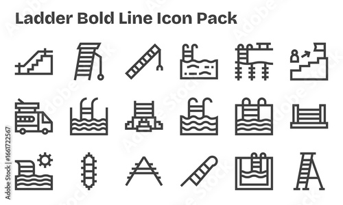 Ladder Design Icons - 18 in Bold Line Style