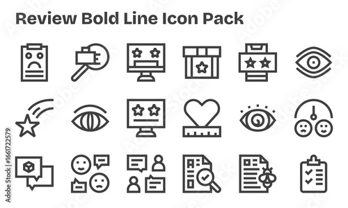 Bold Line Icons - Review Set with 18 Vectors