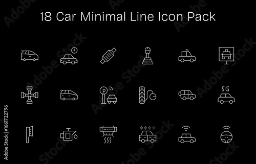 Car - 18 Icons in Minimal Line Design