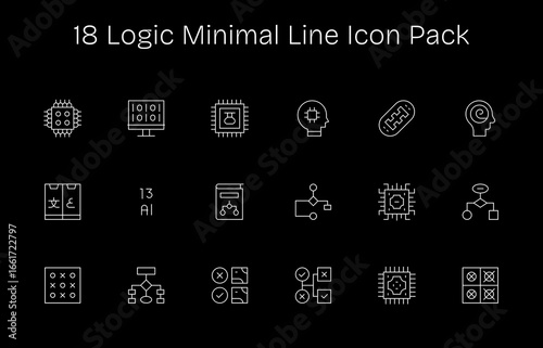 Logic Icon Set - 18 Minimal Line Graphics