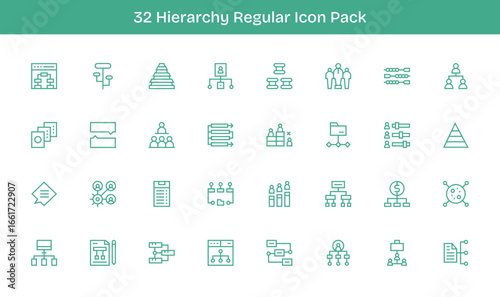 32 Regular Line Style Icons - Hierarchy Collection