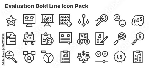 Evaluation Icon Set - 24 Bold Outline Graphics