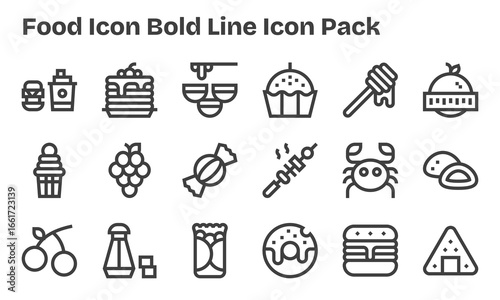 Food Icon Icon Collection - 18 Bold Line Designs