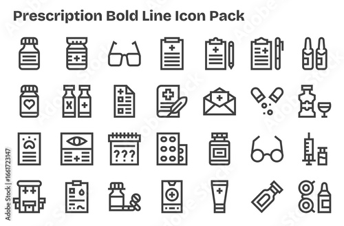 Prescription - 28 Icons in Extra Bold Line Design
