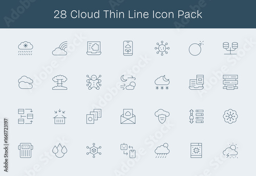 28 Thin Line Icons - Cloud Graphics