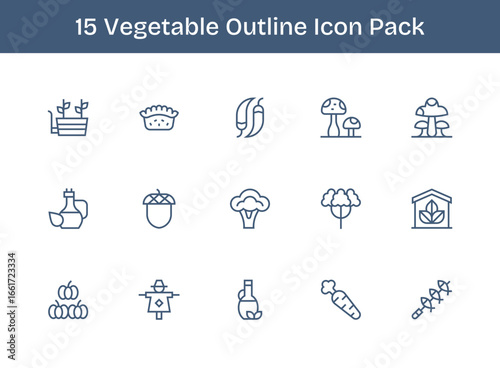 15 Outline Designs - Vegetable Vector Icons