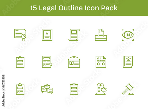 Legal - 15 Icons in Outline Design